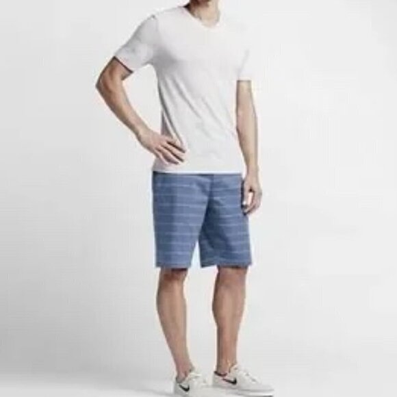 NEW Hurley Men's Dri-FIT Porter 21" Walk Shorts Blue Stripe Sz 28 - Picture 1 of 12